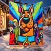 Pătură cu model Scooby pentru Decorarea Casei, Pat, Canapea, Călătorii cu Mașina, Camping, Potrivită pentru Toate Anotimpurile, Cadou de Ziua de Naștere, Crăciun