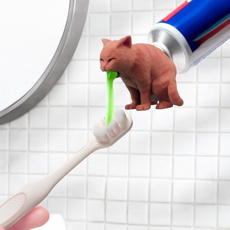Creative Vomit Kitten Toothpaste Dispenser Cap 3D Printed Funny Design Practical Pranks