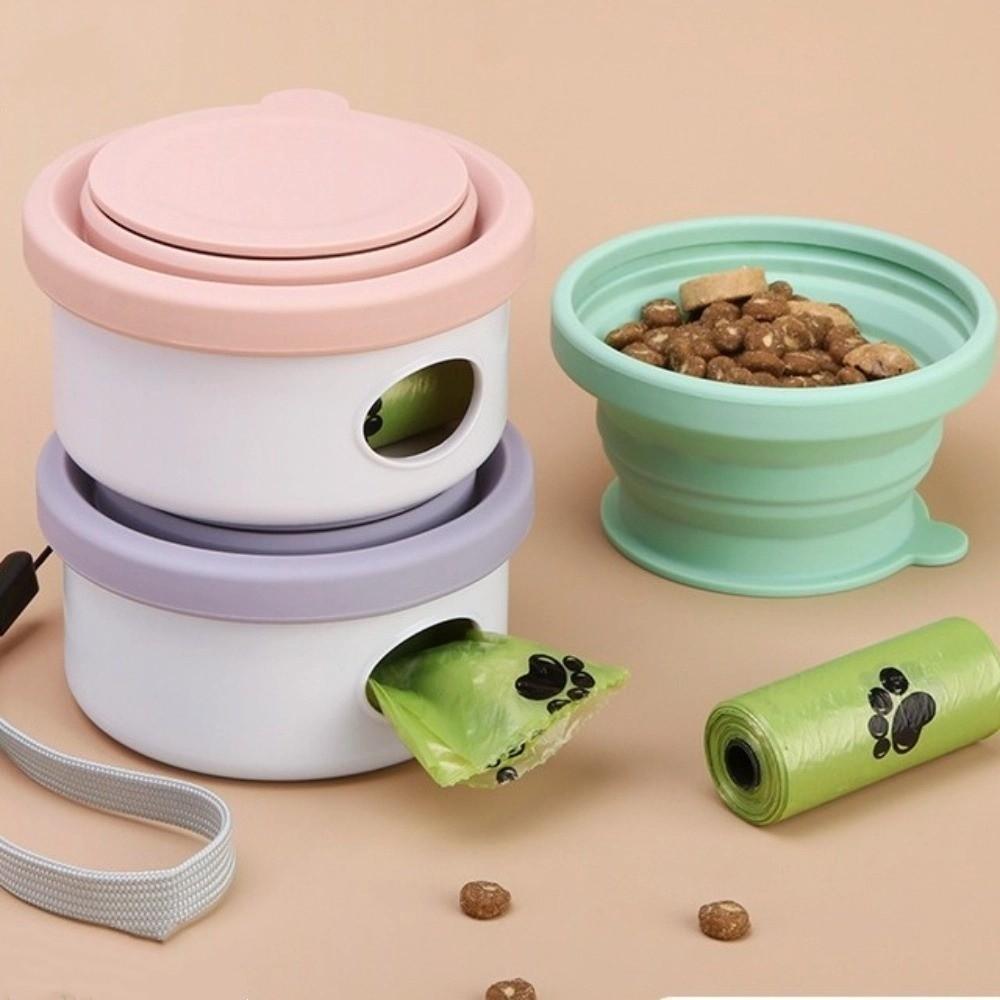 Leak-proof Pet Outdoor Feeding Dish Collapsible Cat Foldable Bowl Pet Bowl Dog Travel Bowl  Camping