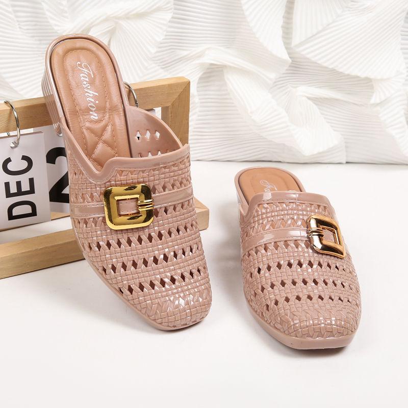 Beach Sandals Women's Fashion Korean Open-Toe Chunky Heel Non-Slip Casual Summer Slides
