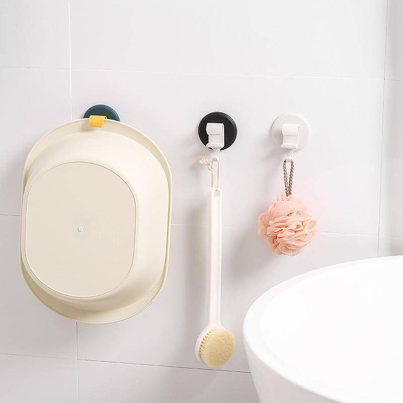 1Pc Multifunction Washbasin Rack Kitchen Bathroom Wall-Mounted Basin Storage Holder Seamless Tracery Non-Marking Stickers Hook