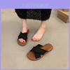 Summer Beach Ready Thick Sole Cross Strap Sandals For Women In Stylish Brown Beige Black