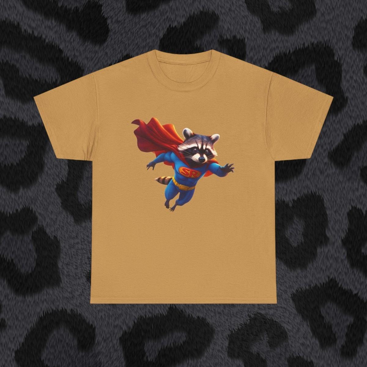 Superhero Raccoon Tee | Fun Whimsical Cotton Shirt for Kids & Adults L