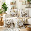 Elegant Gold - and - White Floral Pillow CoversLiving Room Sofa Cushion Cover, Soft and Comfortable, Bedroom Room Decoration