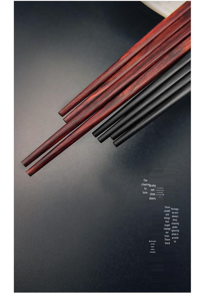 Oriental Luxury Chopstick Set: Ebony & Rosewood Chopsticks with Rests, No Paint/Wax, Perfect for Couples & Gifts.