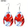 Canada Day Flag PU Earrings, Fashion Earrings, Lightweight Dangle Earrings, National Flag Gift, Canada Maple Leaf Jewelry, Party Accessories