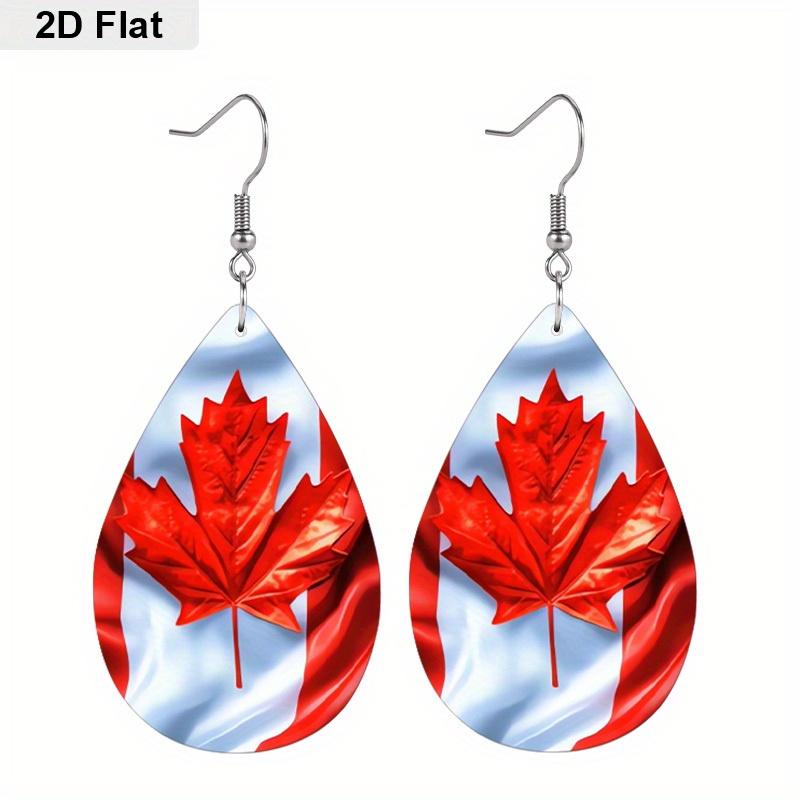 Canada Day Flag PU Earrings, Fashion Earrings, Lightweight Dangle Earrings, National Flag Gift, Canada Maple Leaf Jewelry, Party Accessories