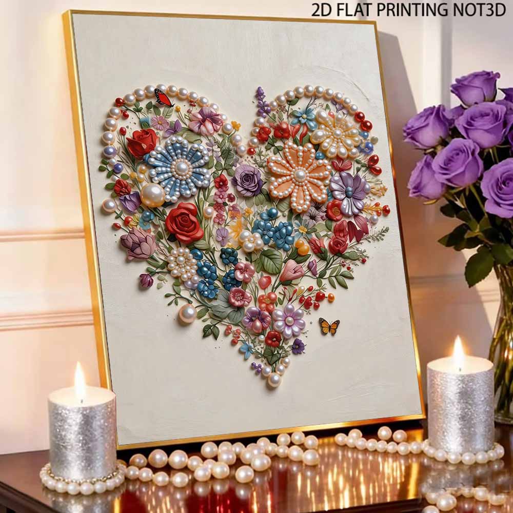 Frameless Love Pearl Painting Kit 30x40cm Floral DIY Pearl Art Elegant Gem Art for Home Wall Decoration Perfect for Living Room & Bedroom