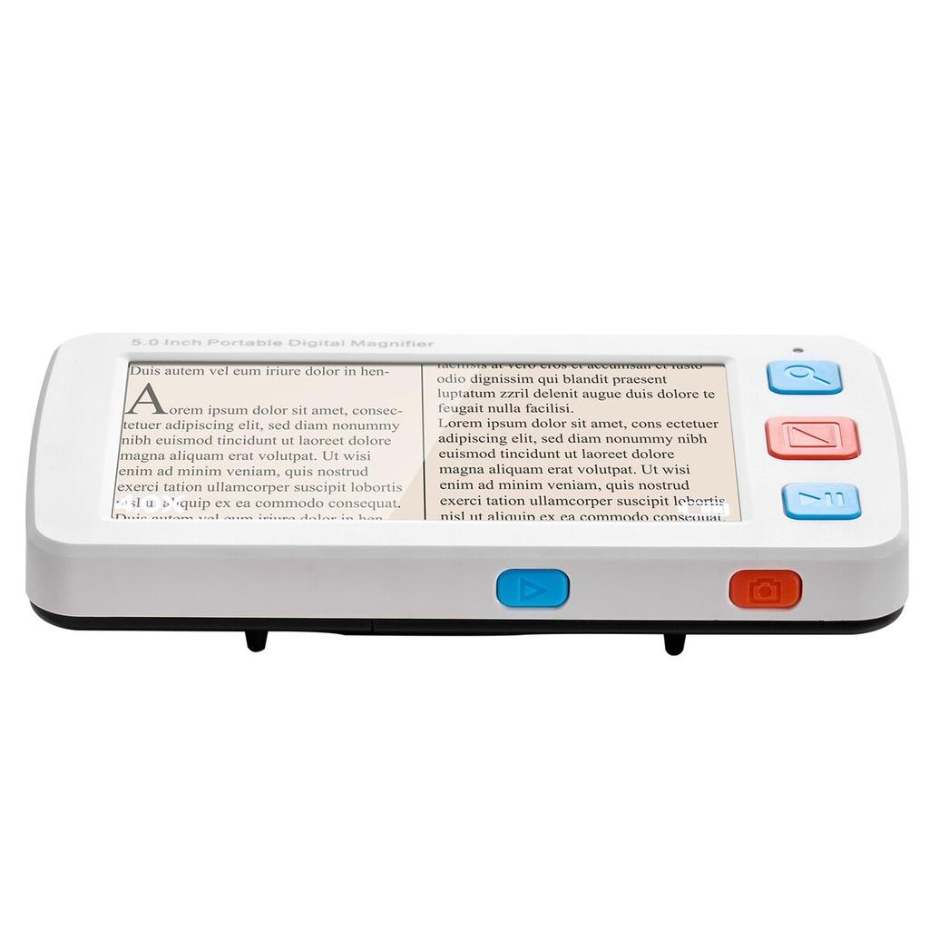 Portable Digital Magnifier, 127mm HD Electronic Video Magnifier for Low Version, 4X - 32X Zoom Electronic Reading Aid with 17 Color Mode, AV Output,