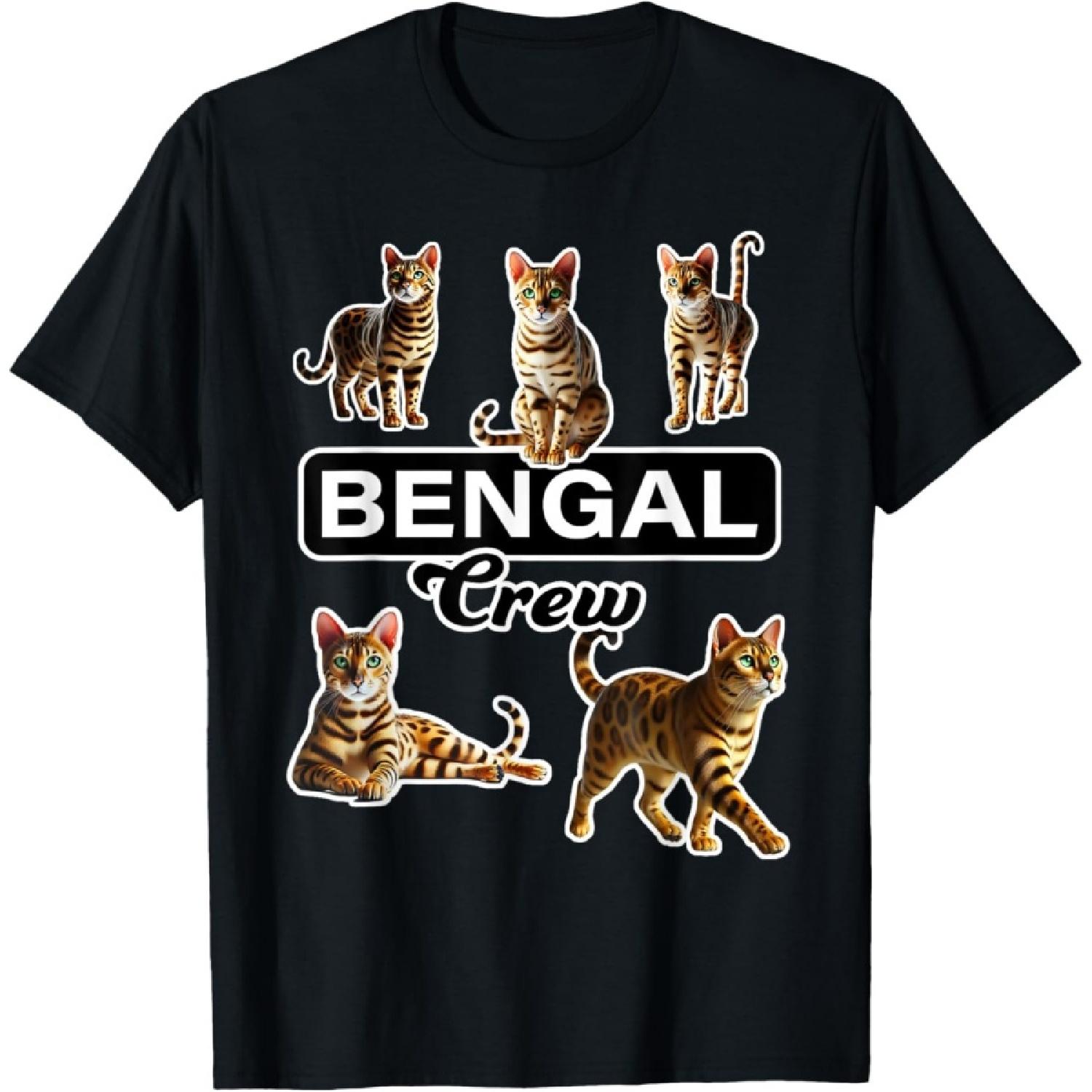 Bengal Cat Crew T-Shirt for Men Women S