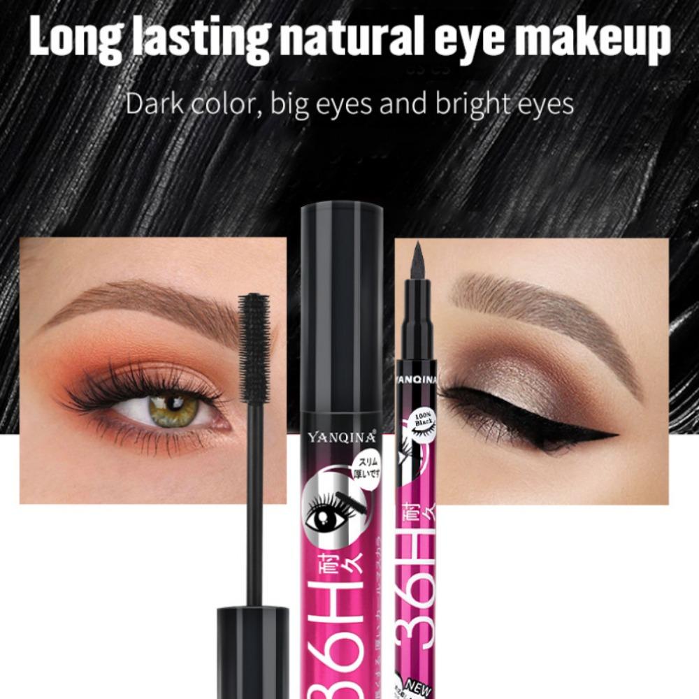 YANQINA 36H Eyeliner Set 2in1 Mascara Wasserfestes Make-up blüht nicht auf