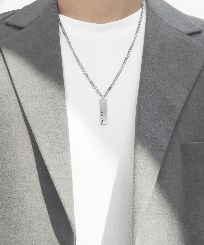 Bassclef Square Stick Necklace Surgical Steel Chain Clef Verse B Nec