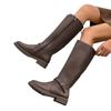 Large Size Round Head Square Heel Side Zipper Fashion Boots Autumn and Winter Long Tube But Knee Wear Women's Boots Emu