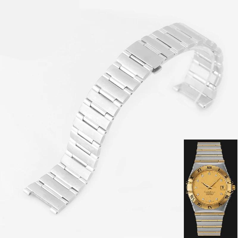 

Прочный тонкий браслет из нержавеющей стали для часов Omega Constellation Серебряный наручный браслет Складная застежка 16 мм*11 мм 22 мм*14 мм 16-11mm серебряный