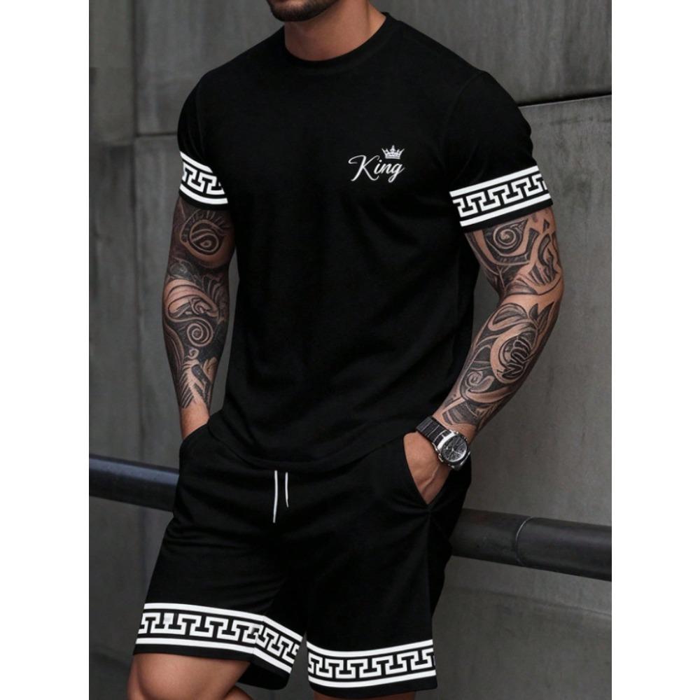 Summer Men's Printed Sports Suit KING Series Fashion Trend Breathable Versatile