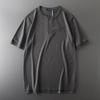 Export Tail Single Cut Label American Heavy Weight Henley Shirt Short Sleeve Men's Henry Collar Hard Han Style T-shirt Menswear Clothing Tops