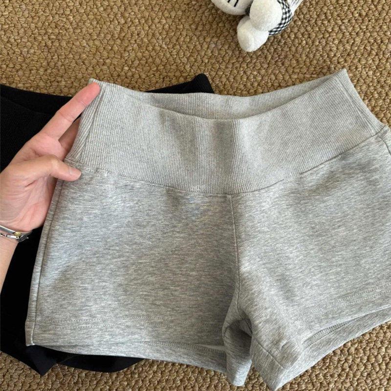 Women's Gray Low-Waist Summer Sports Shorts, 2026 Arrival, Plus Size Slimming Capris.