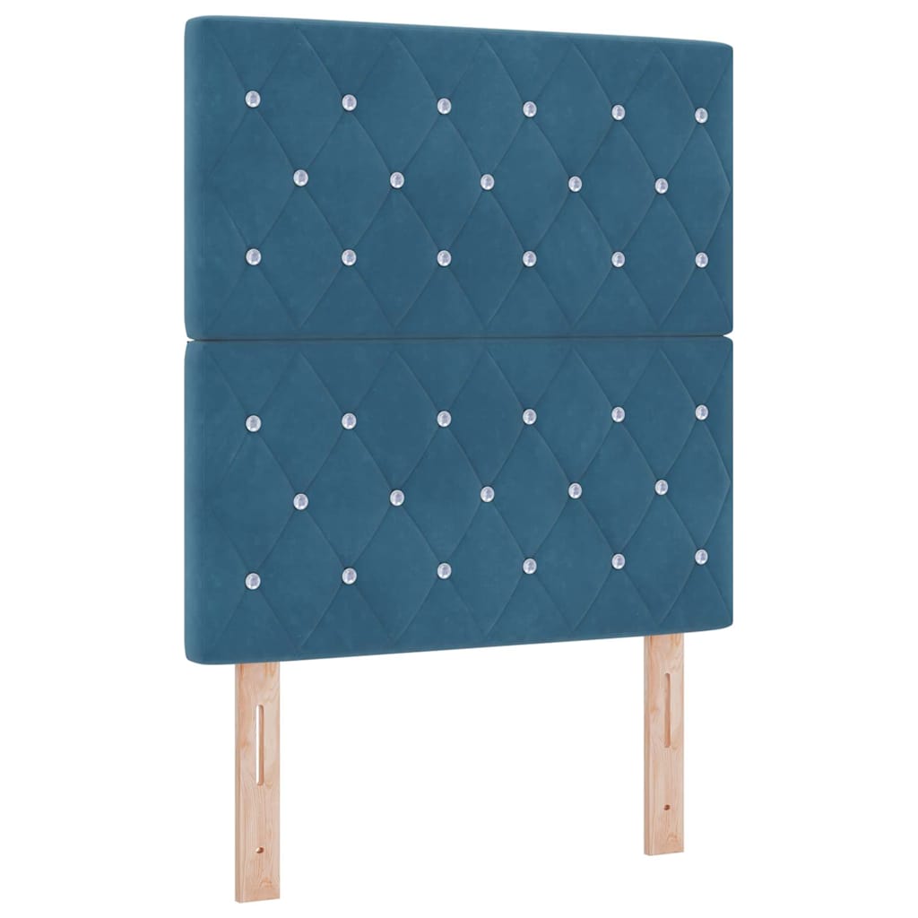 Box Spring Bed with Mattress Dark Blue 80 x 200 cm Velvet