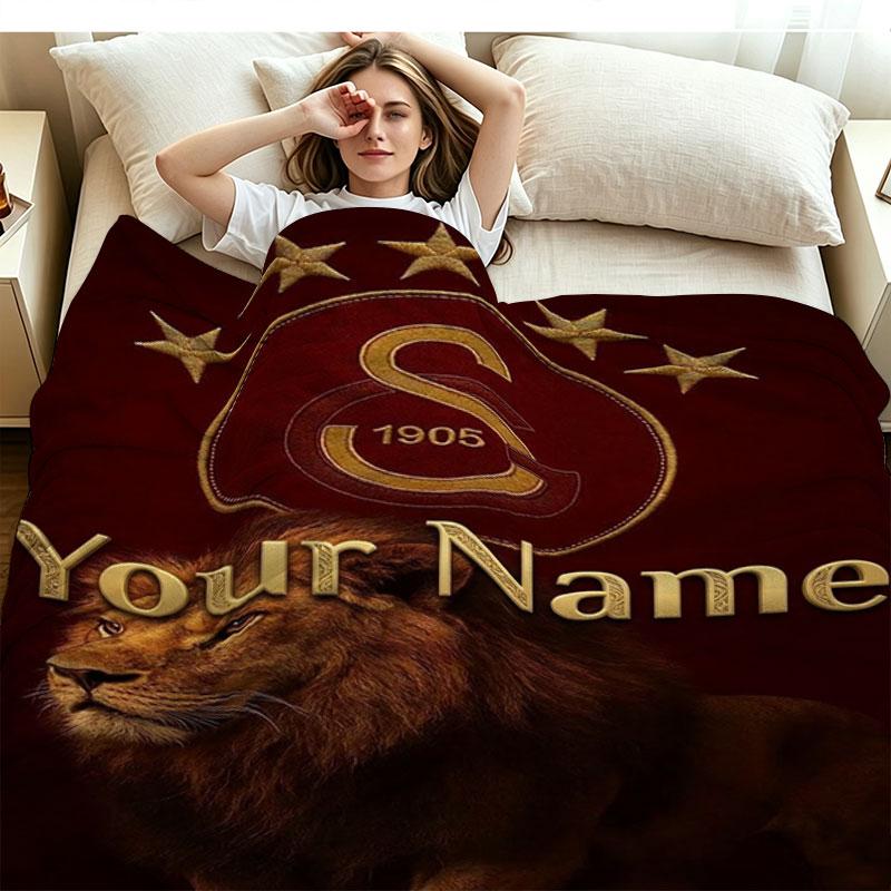 1PC Galatasaray S Custom Name Patterned Flannel Blanket Suitable For All Seasons for Home Decor Warmth and Comfort Gifts Holiday Present