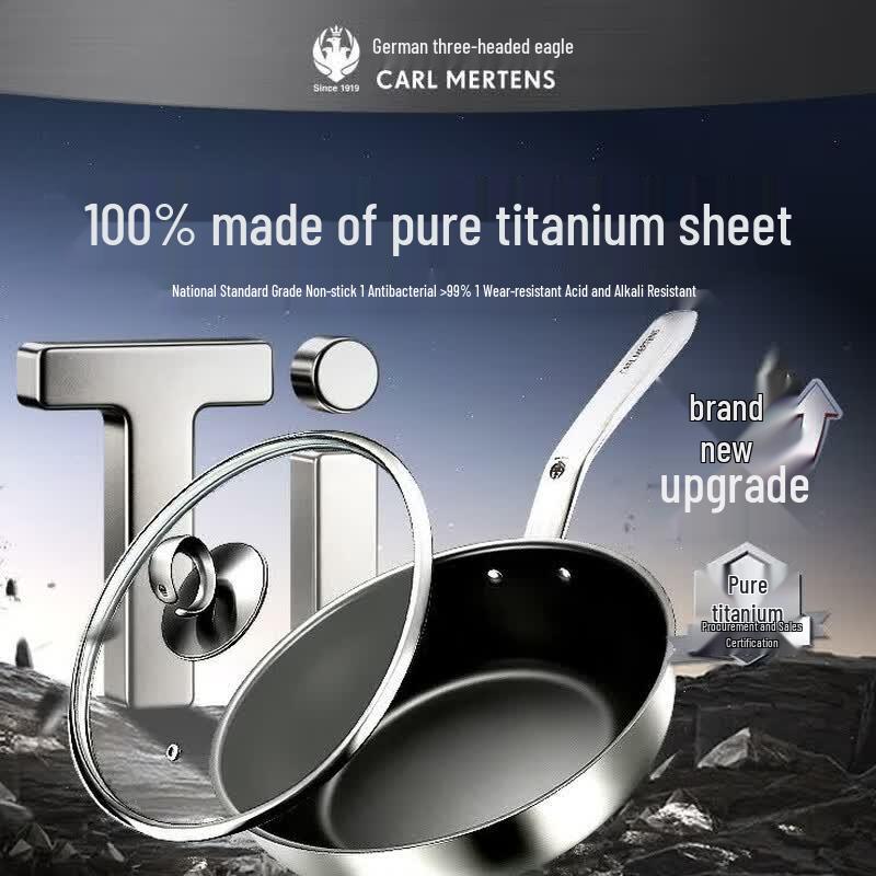 San Tou Ying Moon Silver Pure Titanium Non-Stick Wok