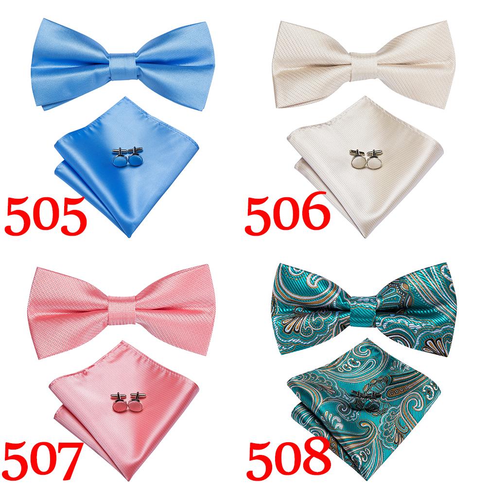 Hi-Tie Mens High Grade Casual  Bowtie Set Formal Wedding Party Ties for Men Bowtie/Cufflinks/Hanky