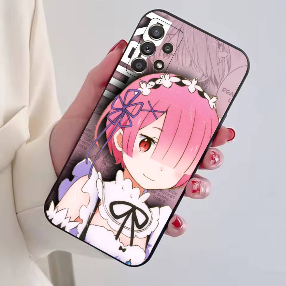 Anime Girl Re Zero R-Ram Phone Case For Samsung S25,S24,S21,S22,S23,S30,Ultra,S20,Plus,Fe,Soft Silicone Black Cover