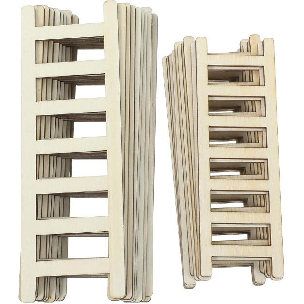 Alasum Miniature Wooden Ladder Set - Tiny Dollhouse Accessories for Diy Craft Projects, Suitable for Mini Landscape Decoration