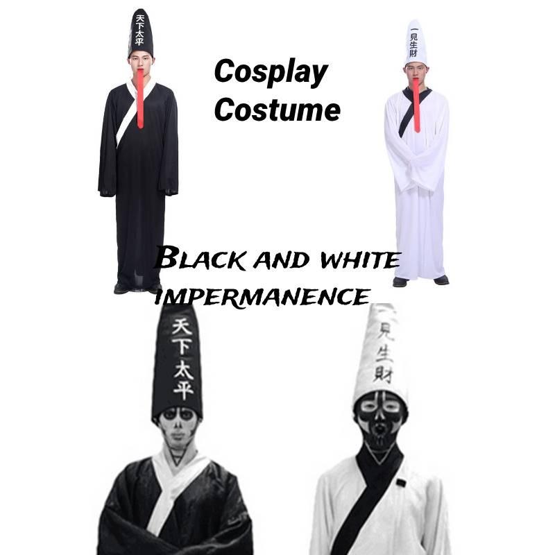 Cosplay Costume Halloween Hat Black And White Impermanence Unisex Outfit Ghost