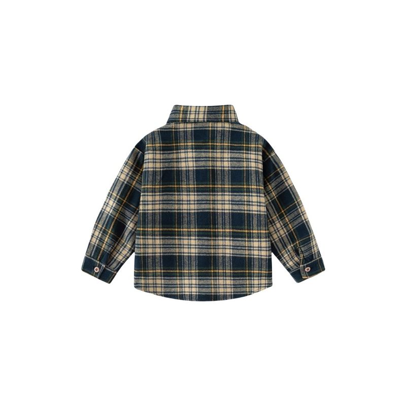 Kids Cotton Shirt Spring and Autumn Boys' Brushed Plaid Long Sleeve Shirt Baby Lapel Casual Tops Children's Clothing