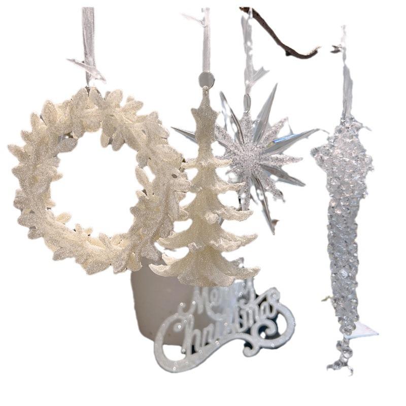 Christmas Ice Crystal Snowflake & Star Ornaments: Acrylic Icicle & Sequin Pendants for Tree & Wreaths