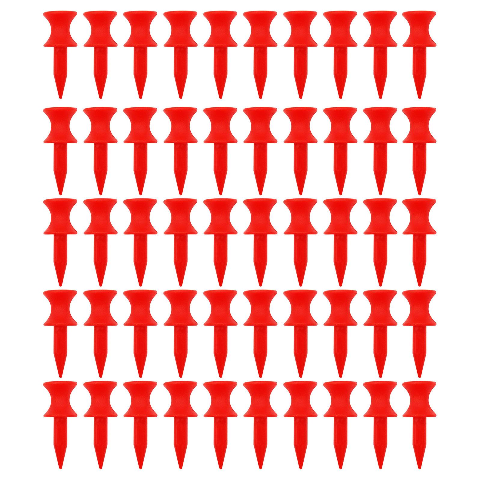 

50Pcs/set Golf-Tees Plastic Step Down, Unbreakable Professional Golf-Tees, Long Short Golf-Tees for Practice Men Women 32mm red
