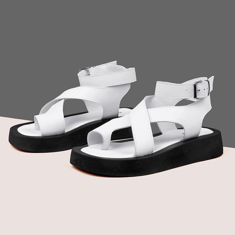 Fashion AIYUQI Sandals Women Genuine Leather 2025 Summer New Clip Toe Sandals Ladies Roman Women Shoes Muffin Sandals WHS MTO