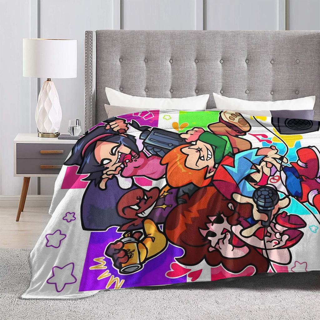 Blanket Decorative FNF Bad Time Trio Friday Night Funkin Throw Blanket  Flannel Bedspread For Home Decor Graphic Sofa Bed Cover