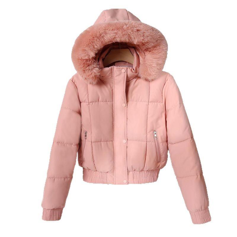 

Winter New Hooded Versatile Warm Bread Clothes Cotton-padded Clothes Cotton-padded Jackets M розовый