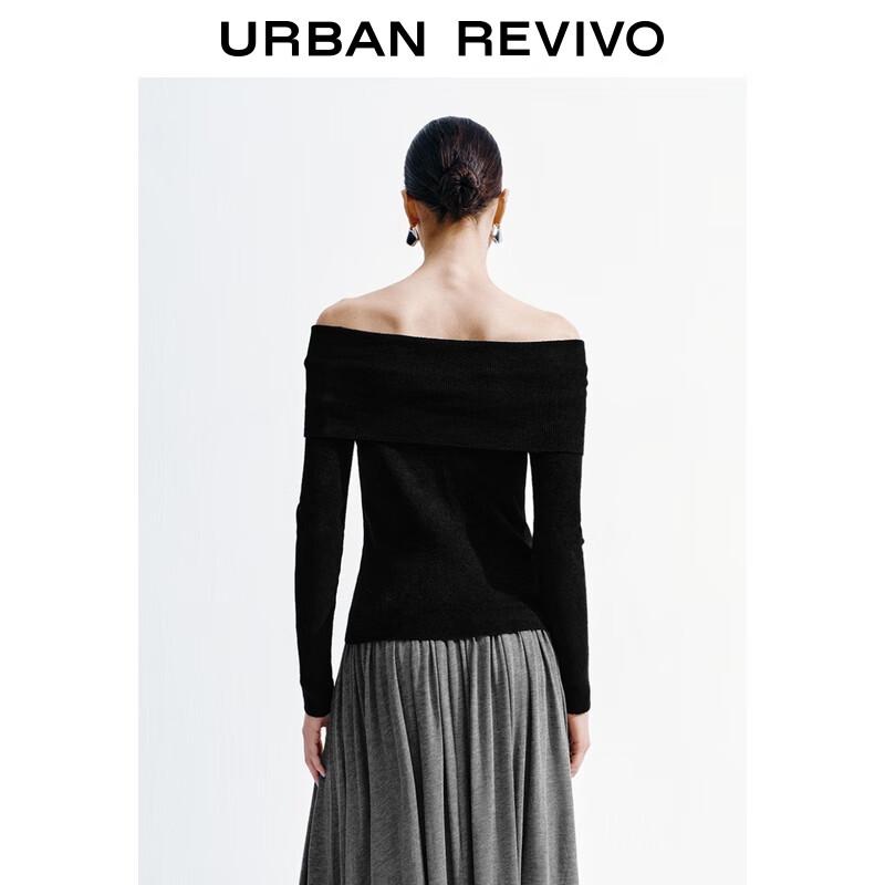 Women's Short Slim-Fit Off-Shoulder Knit Top UWJ950088