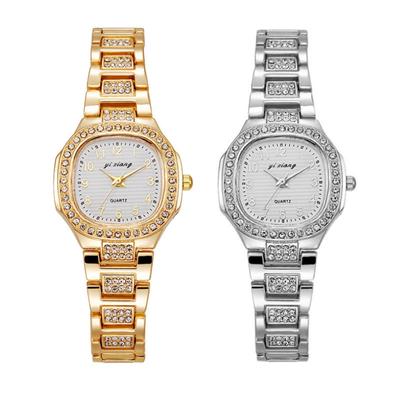 Orologio da polso da donna con striscia in acciaio e strass, quadrante, orologio al quarzo da polso per affari