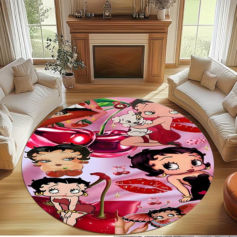Betty Boop Print Round Rug, Washable Floor Carpet, For Entryway Dorm Laundry Room Office Study, Home Decor Birthday Christmas Gift
