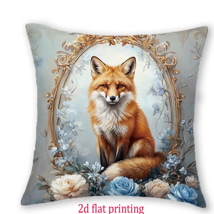 1/4pz Copricuscini Decorativi Vintage Vittoriani con Animali Volpe Gufo Gatto Coniglio Floreali per Divano Casa Camera da Letto