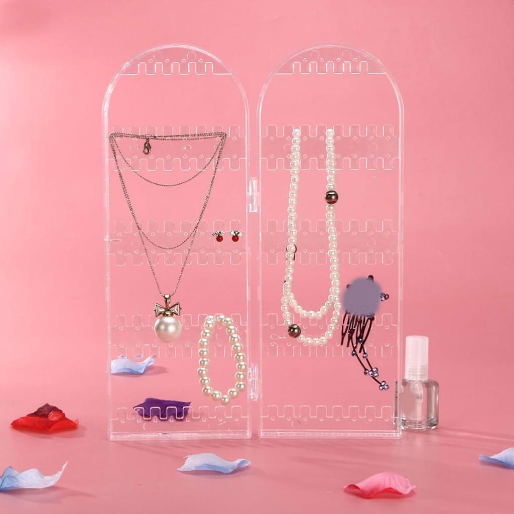 1pc Foldable Plastic Earring Stand, Transparent Earring Display Stand, Jewelry Storage Hanger, Women's Jewelry Storage Box