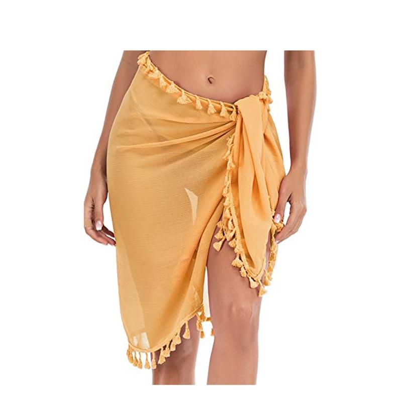 

Ladies Summer Tassel Skirt Beach Apron A Variety Of Ways To Wear Bikini Blouse Swimsuit Cover Solid Color Sexy One Size