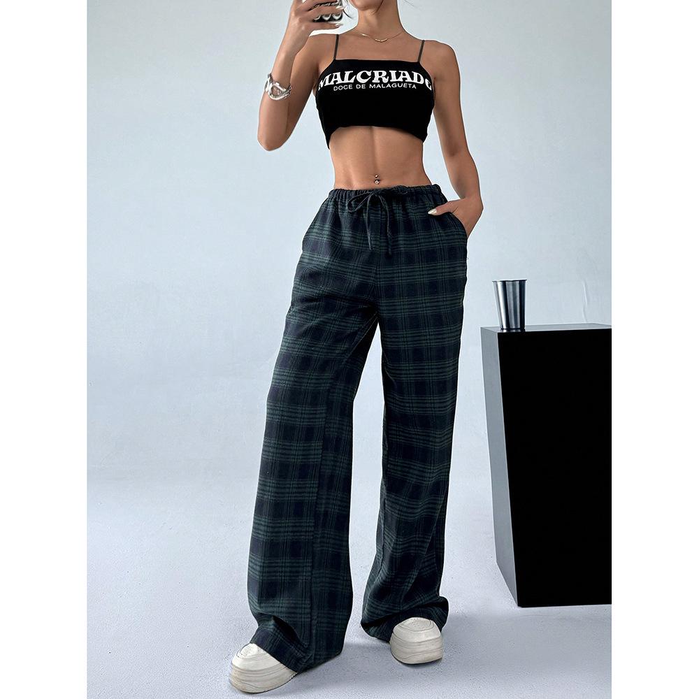 2024 Cross-border Teen Camouflage Elastic Drawstring Wide-Leg Pants
