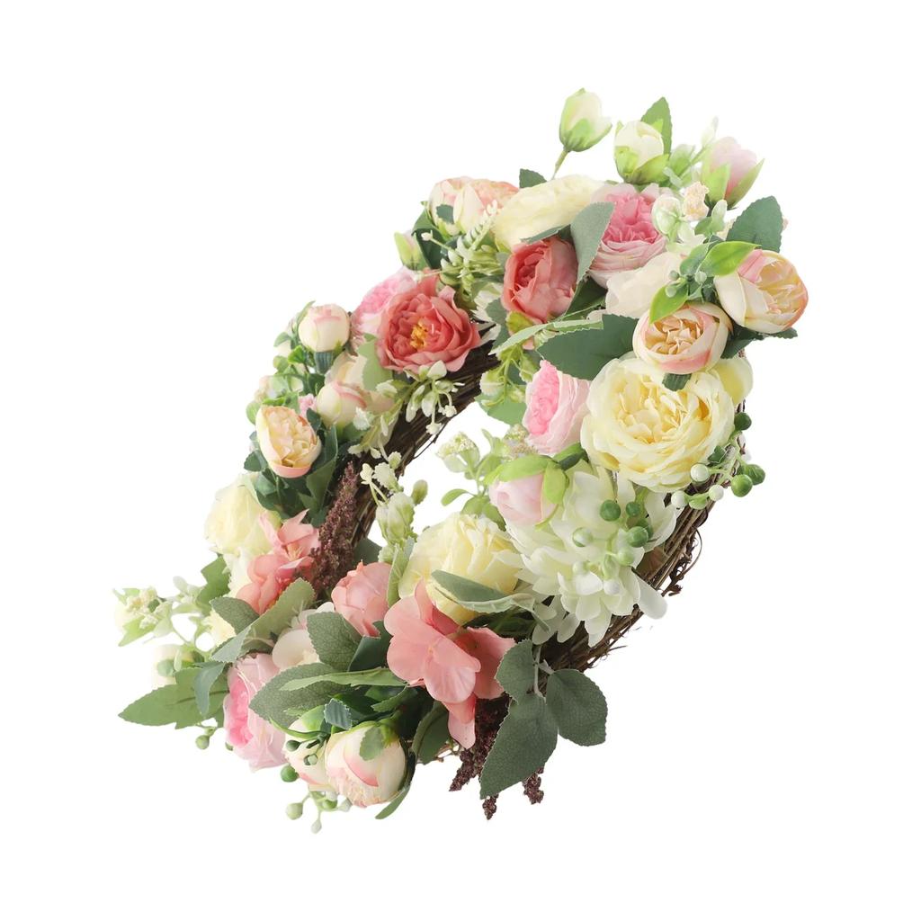Eukalyptus Kranz Haustür 40cm Durchmesser Charmantes Laub Rustikales Bauernhaus Dekor Künstliche Blume Türhänger Pfingstrose 40cm