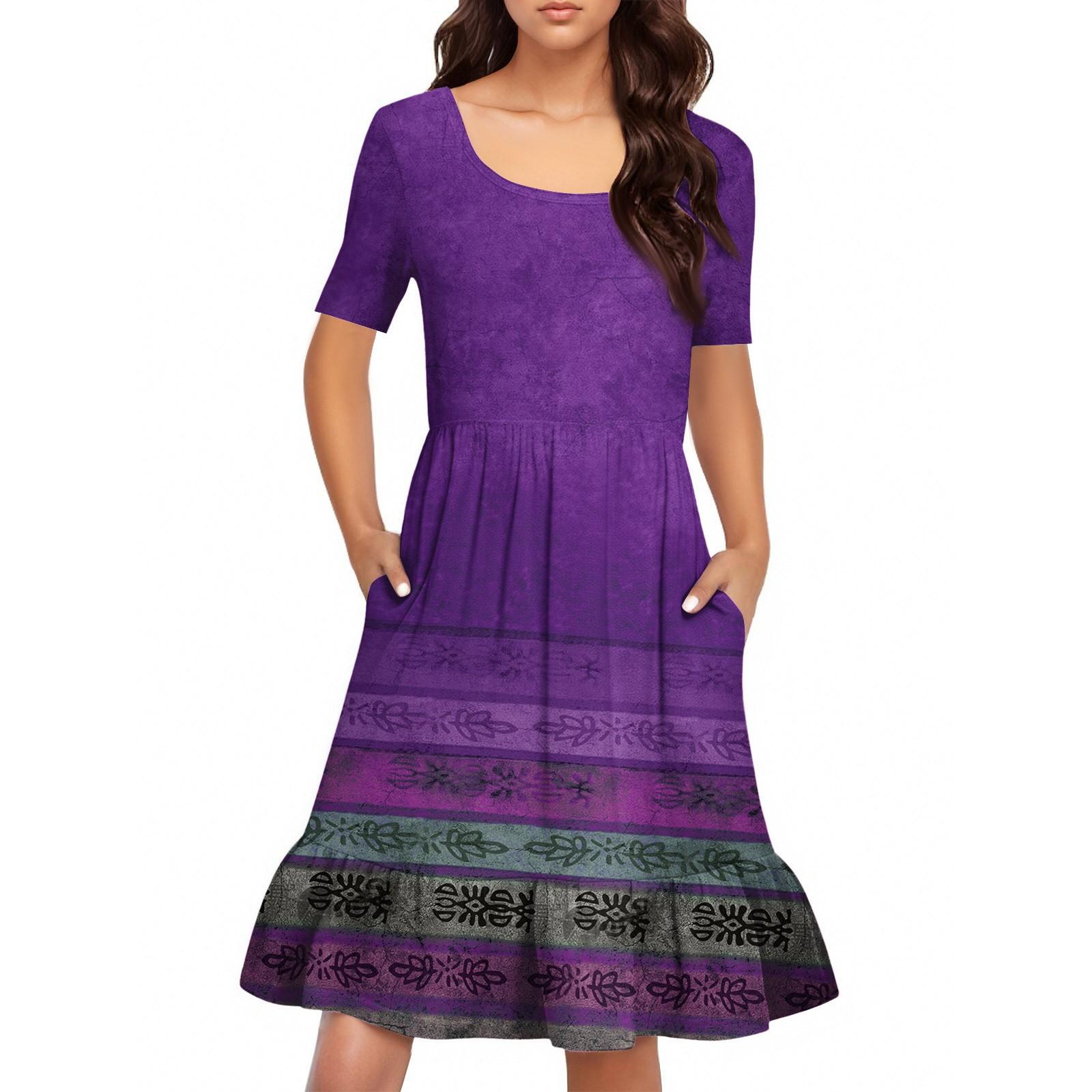 

Женское повседневное платье с круглым вырезом и короткими рукавами. Платье со свободной талией и складками. Платье с складками на талии. XL