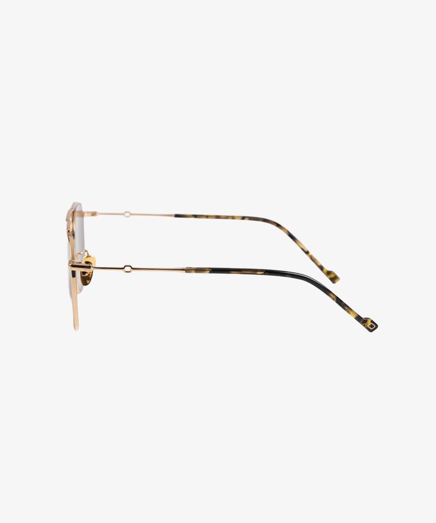 Seupeulingseuteulingseu Vintage Modern Square Shape Sunglasses Page 888 [Gold]