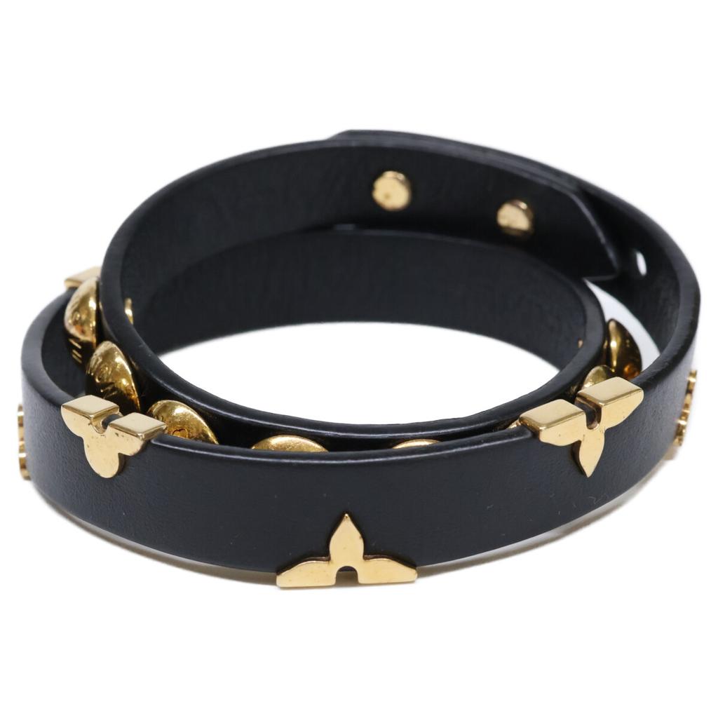 LOUIS VUITTON M6557 Brasserie Daily Monogram Bracelet 17 Black / goldUsed