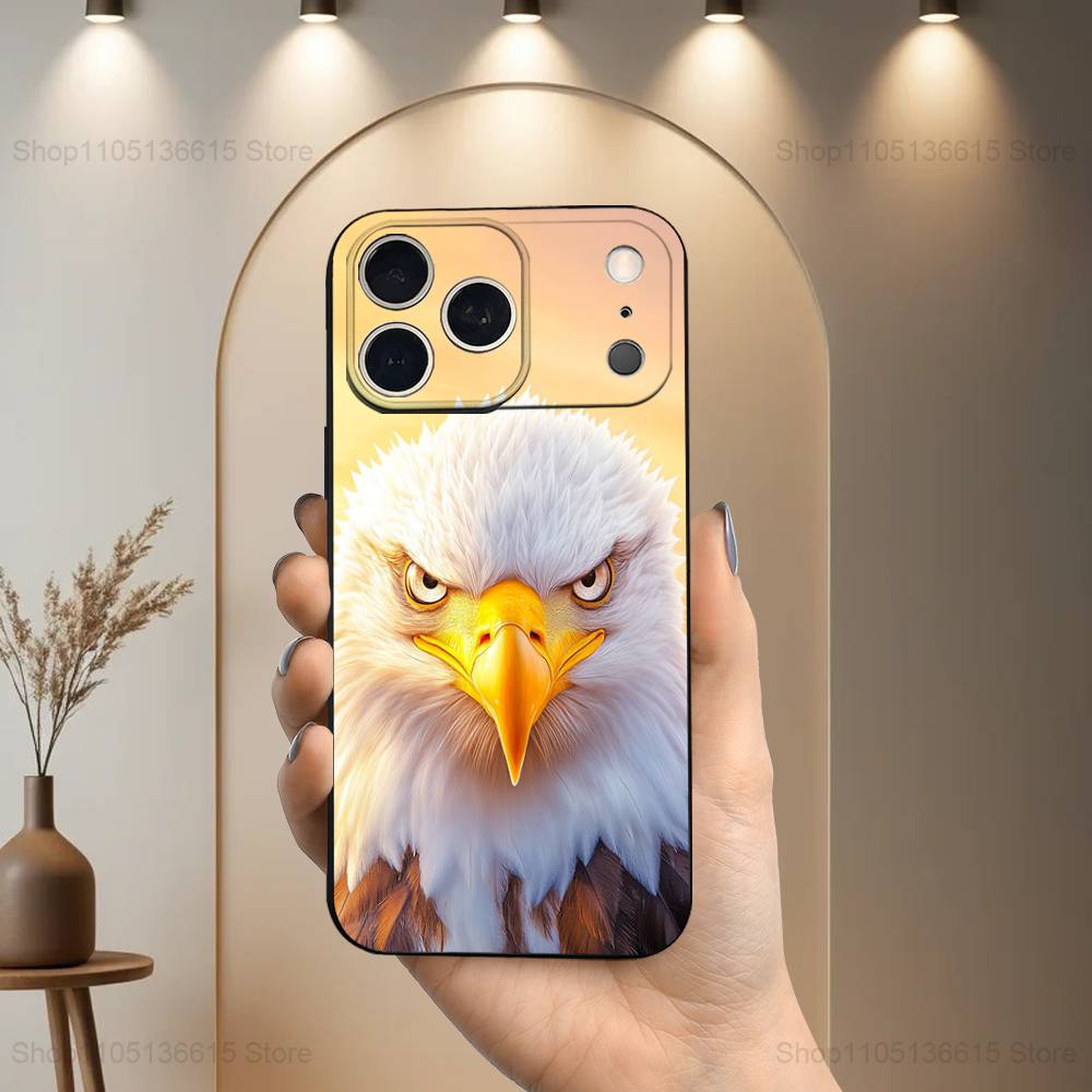 

Eagle Cool Animal Phone Case For iPhone 17,16,15,14,13,12,11 Plus,Pro Max,XS,X,XR,SE,Mini,8,7,Soft Silicone Black Cover iPhone17