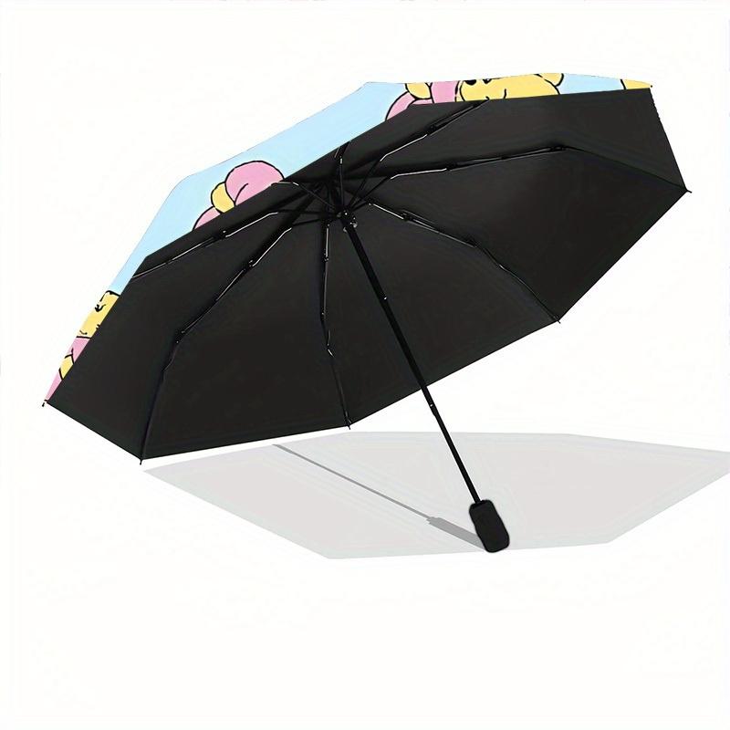 1pc Winnie-the-Pooh Automatic Folding Umbrella - Portable Foldable Design with 8 Ribs, Durable Plastic & Iron Frame,  Sturdy Ribsy250725013