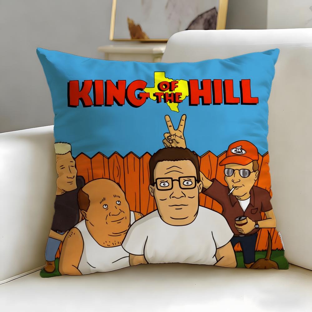 Classic Cartoon King of The Hill Cushion Cover Soft  EasyWash Pillow Case  Versatile for Couch Bed Travel and Office