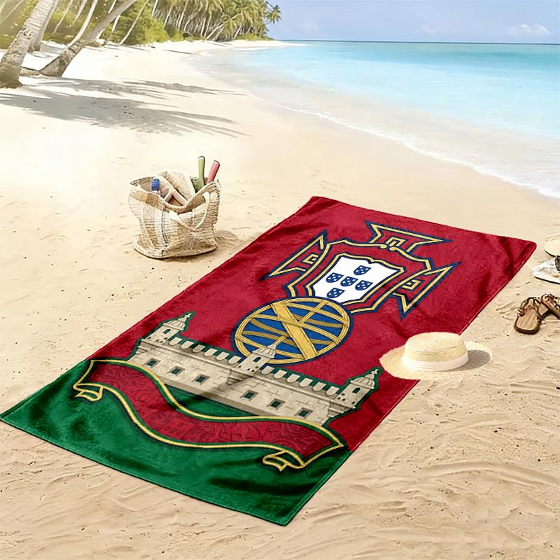 Portugiesisches Erbe Emblem Strandtuch Strandtuch für Urlaubsfotos Tragbar für Reisen Saugfähiges Badetuch Schwimm-schnelltrocknendes Badetuch