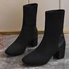 Fashion New Round Toe Sexy Cloth Mid-tube Boots for Winter Comfortable Elegant Large Size Walking Boots for Women